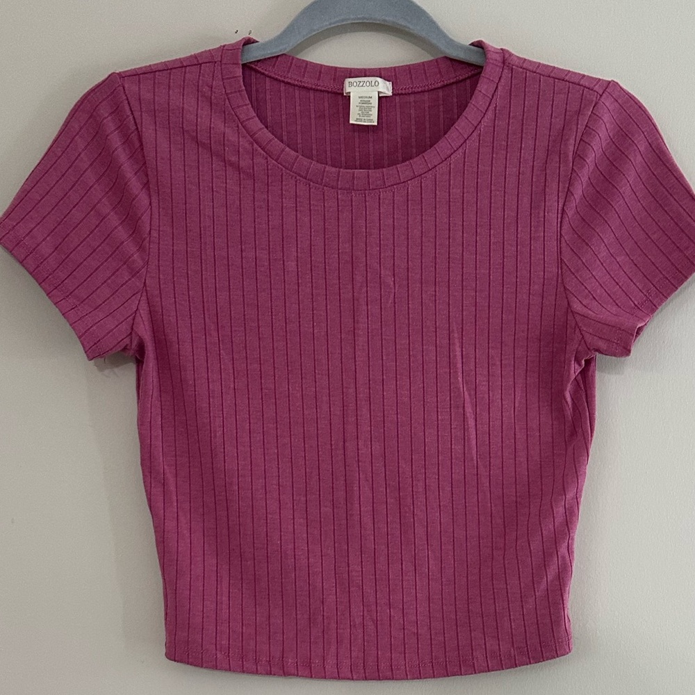 Bozzolo Fuchsia Ribbed Crop Top - Picture 2 of 4